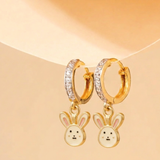Cz Hoop 92.5 Silver Bunny Earrings