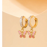 Cz Hoop 92.5 Silver Butterfly Earrings
