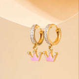 Cz Hoop 92.5 Crown Earrings