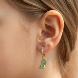 Cz Hoop 92.5 Silver Dinosour Earrings