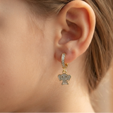 Cz Hoop 92.5 Silver Elephant Earrings