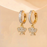 Cz Hoop 92.5 Silver Elephant Earrings