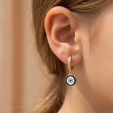Cz Hoop 92.5 Silver Evil Eye Earrings