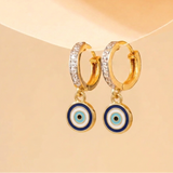 Cz Hoop 92.5 Silver Evil Eye Earrings