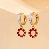 Cz Hoop 92.5 Flower Earrings
