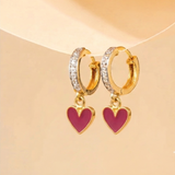 Cz Hoop 92.5 Heart Earrings