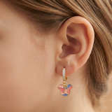 Cz Hoop 92.5 Silver Mickey Earrings