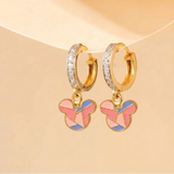 Cz Hoop 92.5 Silver Mickey Earrings