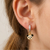 Cz Hoop 92.5 Silver Panda Earrings