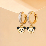 Cz Hoop 92.5 Silver Panda Earrings