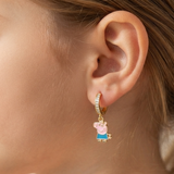 Cz Hoop 92.5 Silver Peppa Pig Earrings