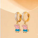 Cz Hoop 92.5 Silver Peppa Pig Earrings