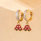 Cz Hoop 92.5 Silver Pink Car Earrings