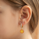 Cz Hoop 92.5 Silver Sun Earrings
