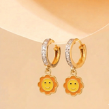 Cz Hoop 92.5 Silver Sun Earrings