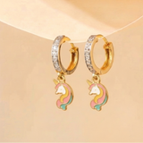 Cz Hoop 92.5 Silver Unicorn Earrings