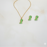 Dinosaur enamel 92.5 silver necklace set