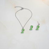 Dinosaur enamel 92.5 silver necklace set
