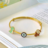 Dinosour-Evileye-Dog-92.5 Silver adjustable kids bangle