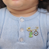 Dinosour and Evil Eye 92.5 silver Safety Pin Brooch for Kids