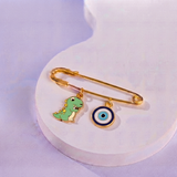Dinosour and Evil Eye 92.5 silver Safety Pin Brooch for Kids