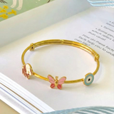 Dog-Butterfly-EvilEye-Blue-92.5 Silver adjustable kids bangle