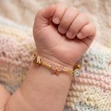 Dog-Butterfly-EvilEye-Blue-92.5 Silver adjustable kids bangle