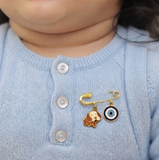 Dog and Evil Eye 92.5 silver Safety Pin Brooch for Kids