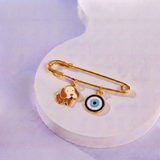 Dog and Evil Eye 92.5 silver Safety Pin Brooch for Kids