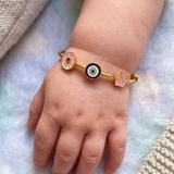 Donut-Evileye-Crown 92.5 Silver adjustable kids bangle