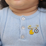 Duck and Evil Eye 92.5 silver Safety Pin Brooch for Kids