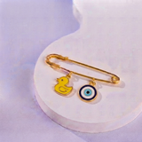 Duck and Evil Eye 92.5 silver Safety Pin Brooch for Kids