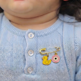 Duck and Evil Eye Pink 92.5 silver Safety Pin Brooch for Kids