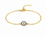 Evil eye original 4 layered enamel Flexible Chain Bracelet