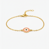 Evil eye pastel pink enamel Flexible Chain Bracelet