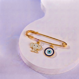 Elephant and Evil Eye 92.5 silver Safety Pin Brooch for Kids