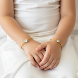 Evil eye Pastel blue Silver adjustable kids bangle