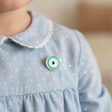 Evil eye pastel blue 92.5 silver Lapel pin