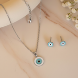 Evil eye enamel 92.5 silver necklace set
