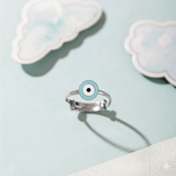 Evil eye 92.5 silver kids adjustable ring
