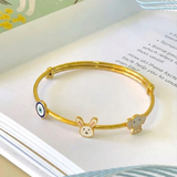 EvilEye-Bunny-Elephant-92.5 Silver adjustable kids bangle