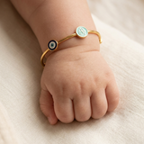 Evil-Eye-Initial-Blue 92.5 Silver adjustable kids bangle