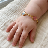 Evil-Eye-Initial-Pink 92.5 Silver adjustable kids bangle
