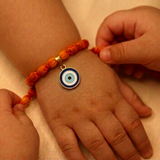 Enamelled Orignal Evil eye 92.5 Silver versatile pendant rakhi
