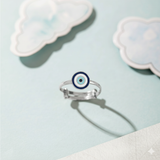 Evil eye 92.5 silver kids adjustable ring