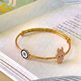 Evil-Eye-Labubu-Pink 92.5 Silver adjustable kids bangle