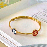 Evil-Eye-Om-Enamel-Red 92.5 Silver adjustable kids bangle