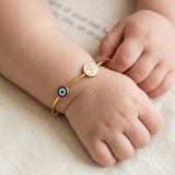 Evil-Eye-Om-Enamel-White 92.5 Silver adjustable kids bangle