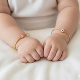 Evil eye Pastel pink Silver adjustable kids bangle