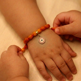 Enamelled Evil eye Pink 92.5 Silver versatile pendant rakhi